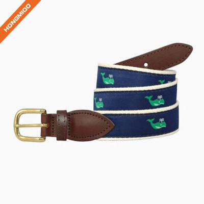 Leisure Style Golf Ribbon Mens Genuine Leather Gold Color Buckle Belts