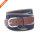 Unisex Split Leather Stitched Strap Single Prong Alloy Buckle Cotton Ribbon Belt