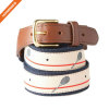 Cute Design Chick Magnet Ribbon Cotton Fabric Belt With Cow Hide Leather Belts