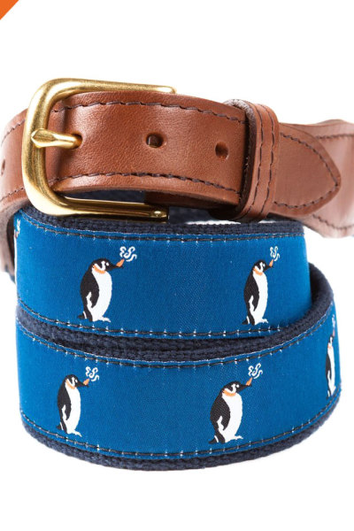 Animal Pattern Design Puffin' Penguin Fabric Ribbon Belt