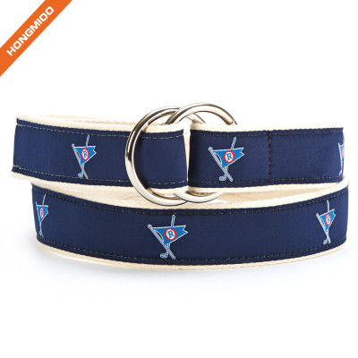 Double D-Ring Soft Fabric Ribbon Belt Mens Leisure Accessory Belts