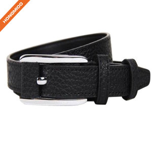Custom Black Textured Pin Buckle Boy Belt From China