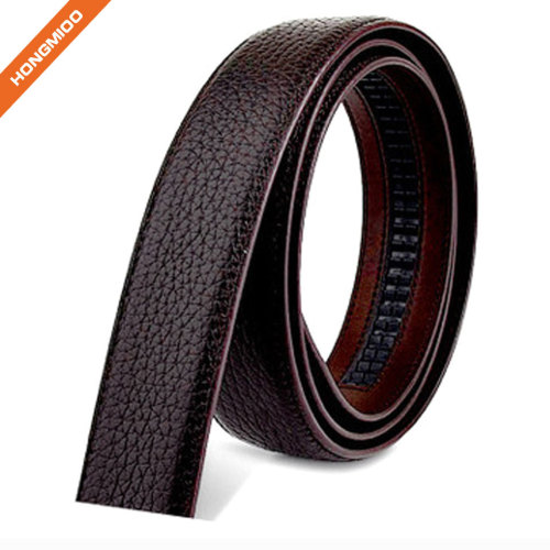 Litchi Pattern Smooth Full Grain Leather Ratchet Belt Strap