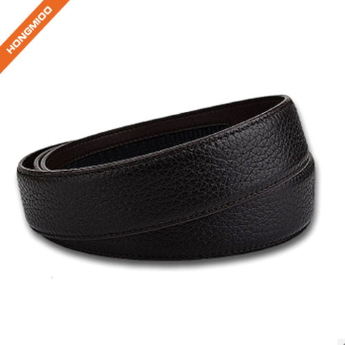 Litchi Pattern Smooth Full Grain Leather Ratchet Belt Strap