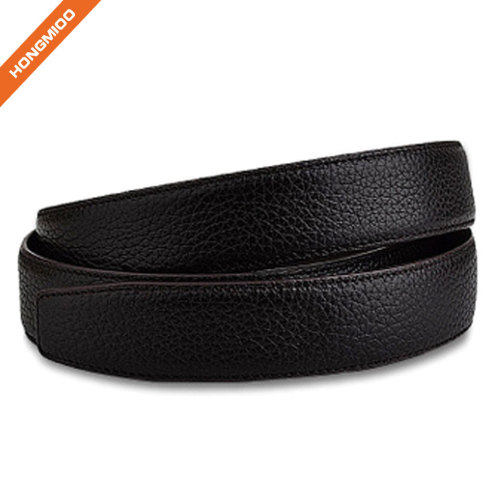 Litchi Pattern Smooth Full Grain Leather Ratchet Belt Strap