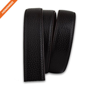 Litchi Pattern Smooth Full Grain Leather Ratchet Belt Strap