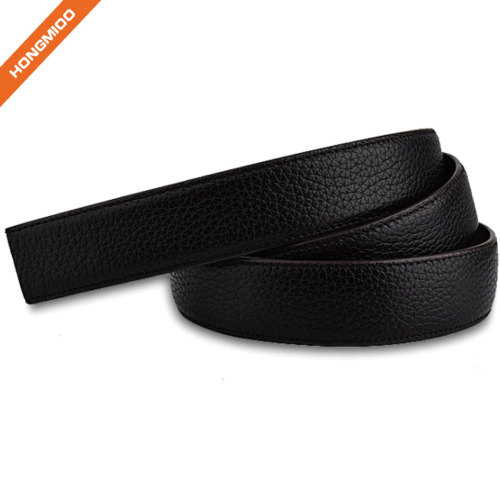 Litchi Pattern Smooth Full Grain Leather Ratchet Belt Strap