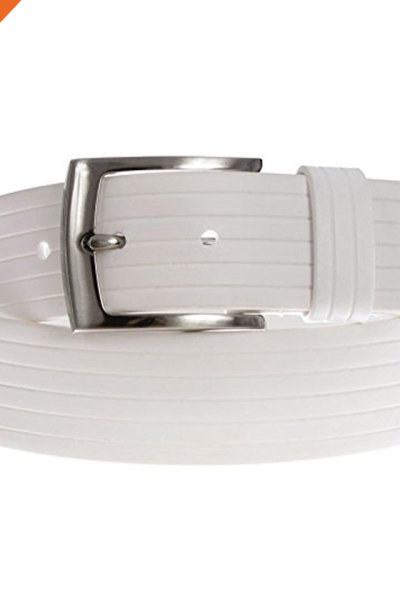 Women's Texture White Alloy Buckle Silicone Belt