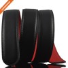 Mix Black And Red Color Mens No Buckle Stitched Lucky Genuine Leather Belt Strap