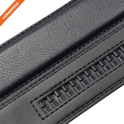 Plain Black Split Leather 3.5cm Wide Mens Ratchet Leather Strap Without Buckle