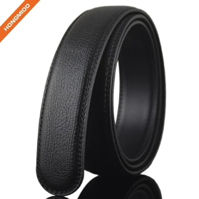 Mens Split Leather Black Ratchet Leather Strap Embossed Logo Belts