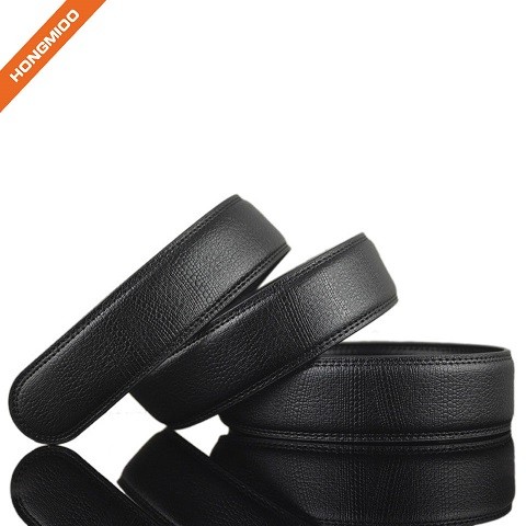 Mens Split Leather Black Ratchet Leather Strap Embossed... side