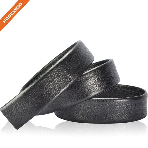 Thick Second Layer Leather Mens Black No Stitch Automat...