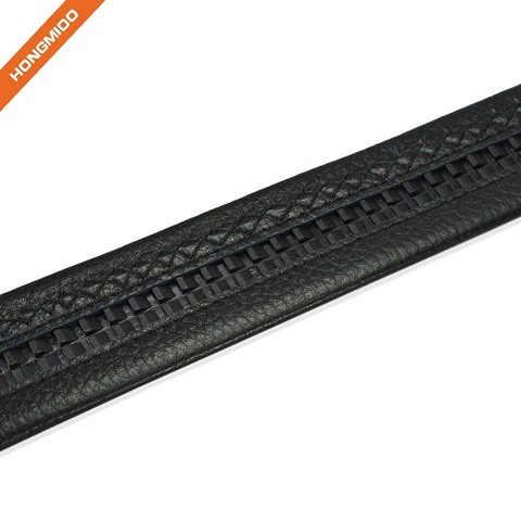 Thick Second Layer Leather Mens Black No Stitch Automat... side
