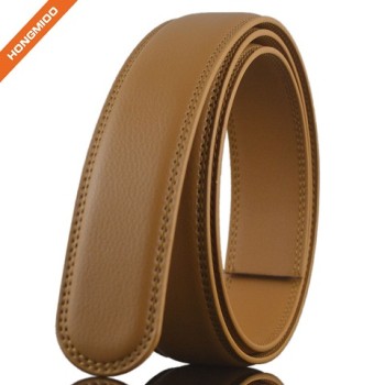 Khaki Color Businessmen Style Genuine Leather Ratchet Belt Strap