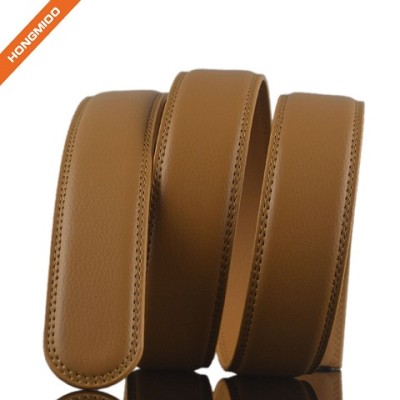 Khaki Color Businessmen Style Genuine Leather Ratchet Belt Strap
