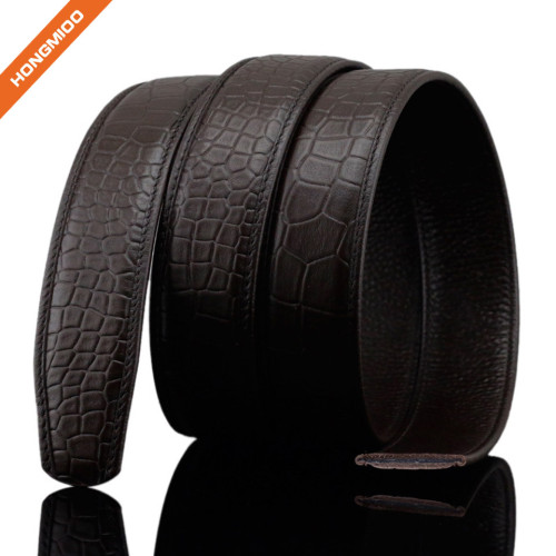 Mens Luxury Crocodile Pattern Top Grain Leather Belt Strap