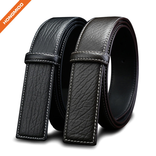 Black Men Top Layer Leather Belt Straps Custom Logo