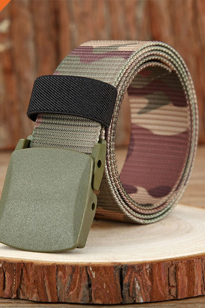 Camouflage color Nylon/Canvas Belt with Plastic Belt Buckle