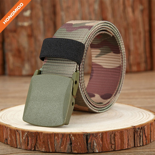 Camouflage color Nylon/Canvas Belt with Plastic Belt Buckle
