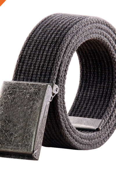 Flip-Top Metal Buckle 100% Cotton Strap Men's Canvas Belt