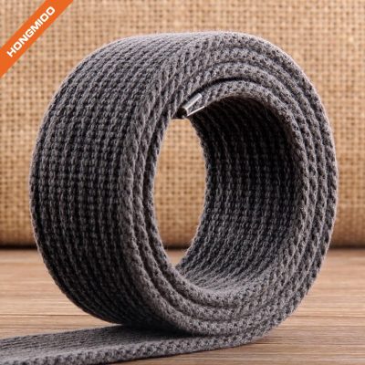 Flip-Top Metal Buckle 100% Cotton Strap Men's Canvas Belt