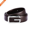Mens Black Textured Plate Buckle Belt Luxury Top Grain Leather Strap