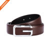 Mens Black Textured Plate Buckle Belt Luxury Top Grain Leather Strap