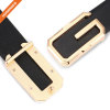 Mens Black Textured Plate Buckle Belt Luxury Top Grain Leather Strap