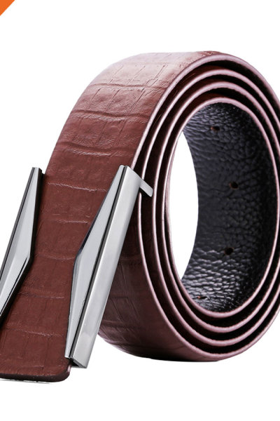 Nickel Free Plate Buckle Strap Cut-to-Fit Top Grain Cowhide Plain Leather Belt