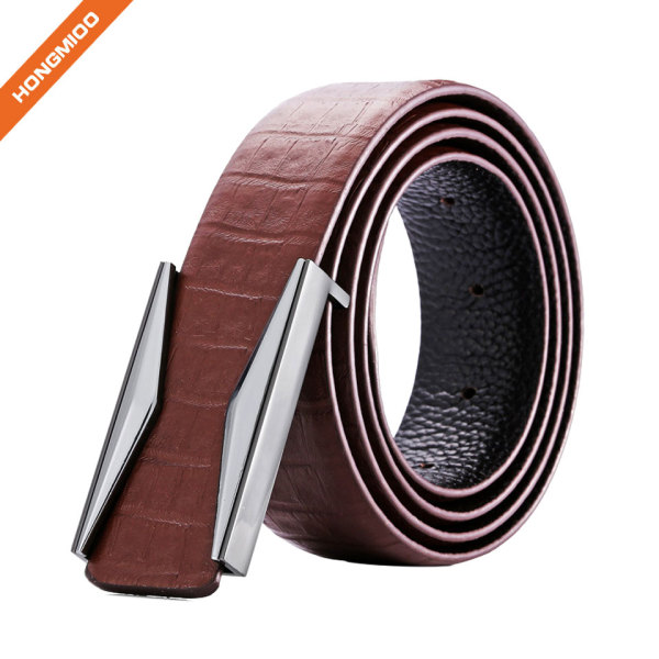 Nickel Free Plate Buckle Strap Cut-to-Fit Top Grain Cowhide Plain Leather Belt