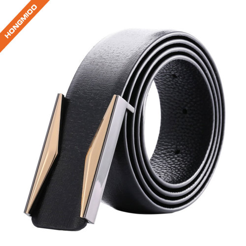 Nickel Free Plate Buckle Strap Cut-to-Fit Top Grain Cowhide Plain Leather Belt