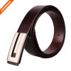 Soft Hand Vintage Cowhide Leather Embossed Pattern Plate Buckle Belt