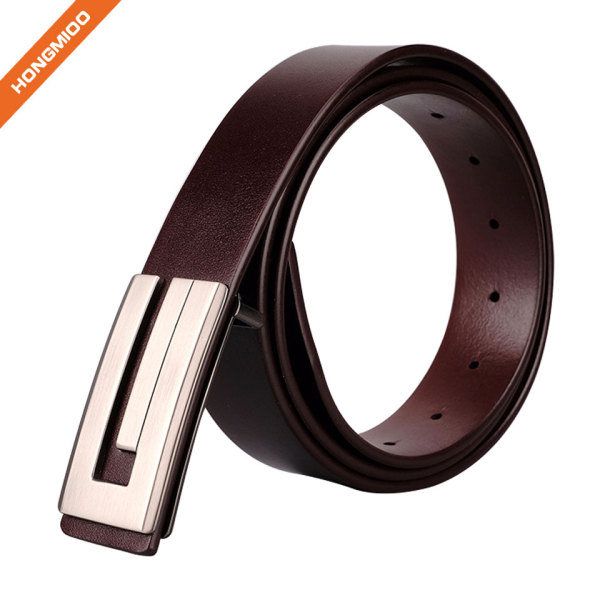 Soft Hand Vintage Cowhide Leather Embossed Pattern Plate Buckle Belt