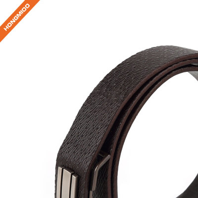 Vintage Retro Stitching-Edged Distressed Solid Full Grain Leather Belt