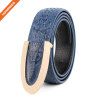 Cowhide Rectangular Solid Leather Mens Embossed Crocodile Belt