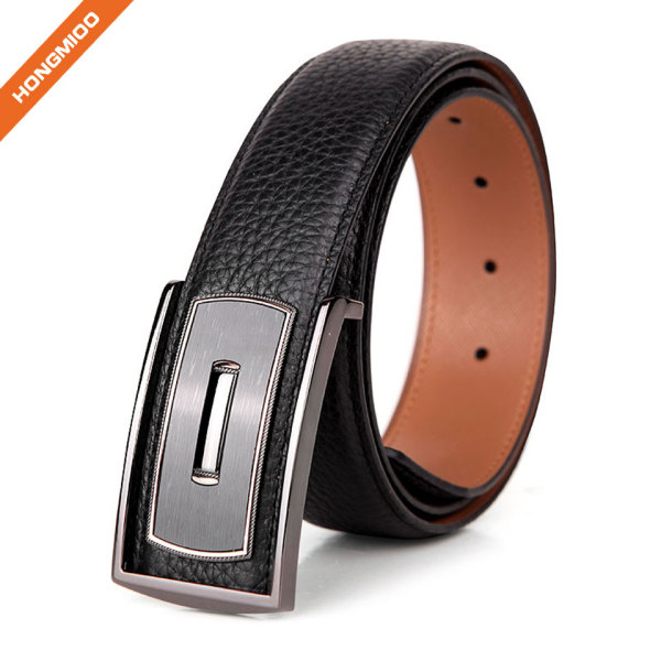 Full-Grain Leather Belts 38mm Zinc Alloy Plate Buckle Mens