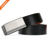 Genuine Leather Dress Belt for Men Reversible Belt with Matte Plaque Buckle