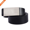 3.5cm Wide High Quality Silver Finish Plate Buckle Custom Top Grain Leather Belts