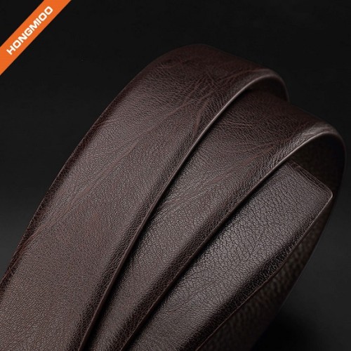 Men's Custom Design Full Grain Leather Business Plate Belts with Zinc Alloy Buckle