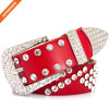 Fashion Women Rhinestone Buckle Belt Split Leather Rivet Jeans Waist Strap