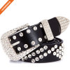 Fashion Women Rhinestone Buckle Belt Split Leather Rivet Jeans Waist Strap
