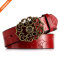 Genuine Leather Belts For Women Cowhide Embossing Design Carving Buckle Plus Size Strap