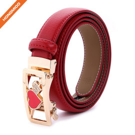 Colorful Split Leather Solid Women Skinny Automatic Buckle Belts
