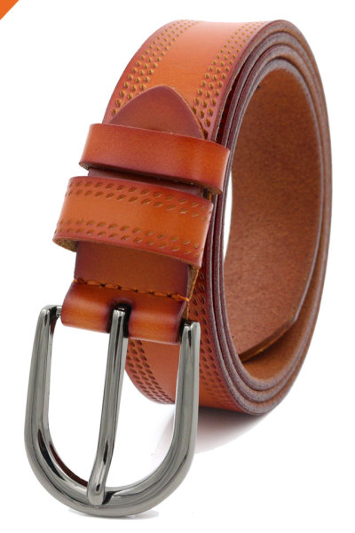 Reversible Women Leather Belt Fashion Adjustable Ladies Belt 1 1/8 Inch Width Solid Pin Buckle Strap