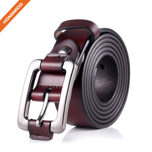 Women Thick Cow Skin Split Genuine Leather Pin Buckle Belts