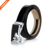 3.3cm Wide Women Shining Color Split Genuine Leather Automatic Ratchet Buckle Belt