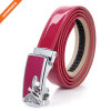 3.3cm Wide Women Shining Color Split Genuine Leather Automatic Ratchet Buckle Belt