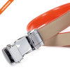 3.3cm Wide Women Shining Color Split Genuine Leather Automatic Ratchet Buckle Belt