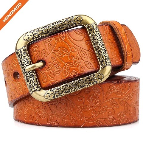 Womens Fashion Vintage Leather Belt With Single Double ... side